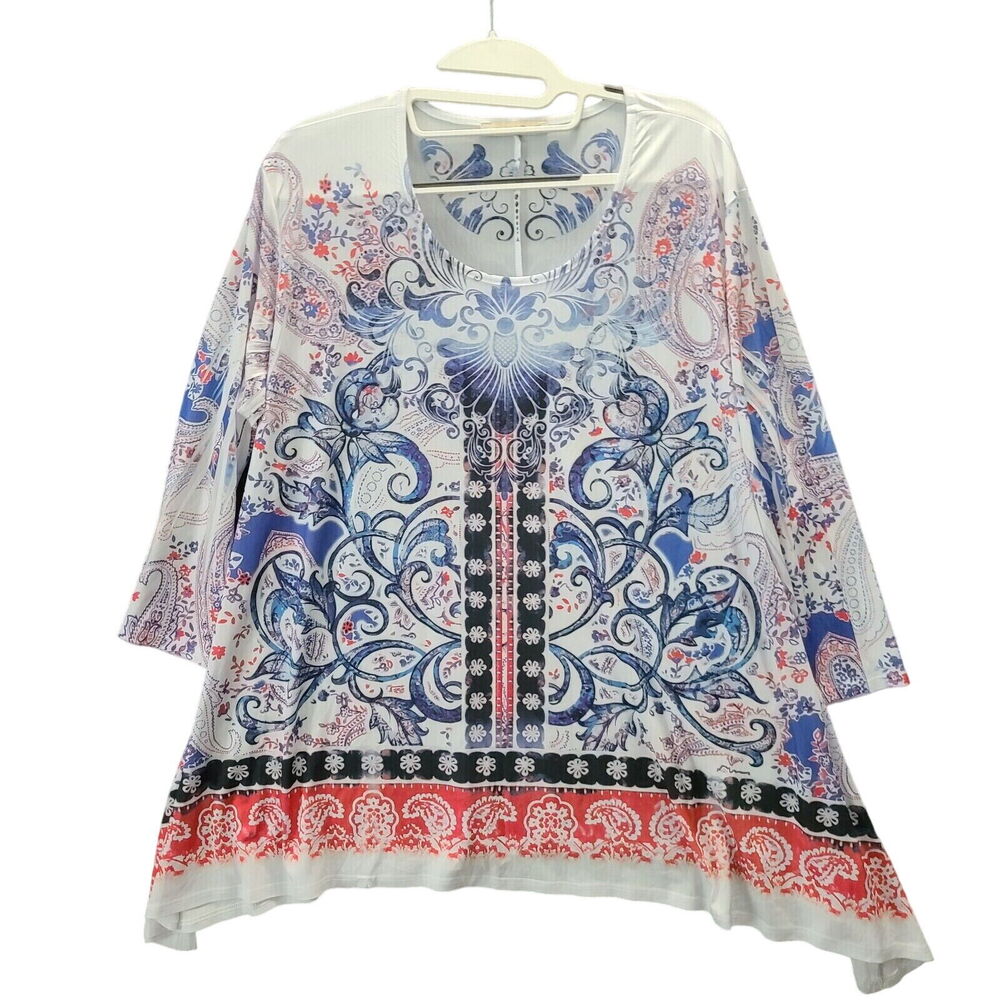 Coco's Clozet Womens Top Multi-Color Size 2X Polyester Blend